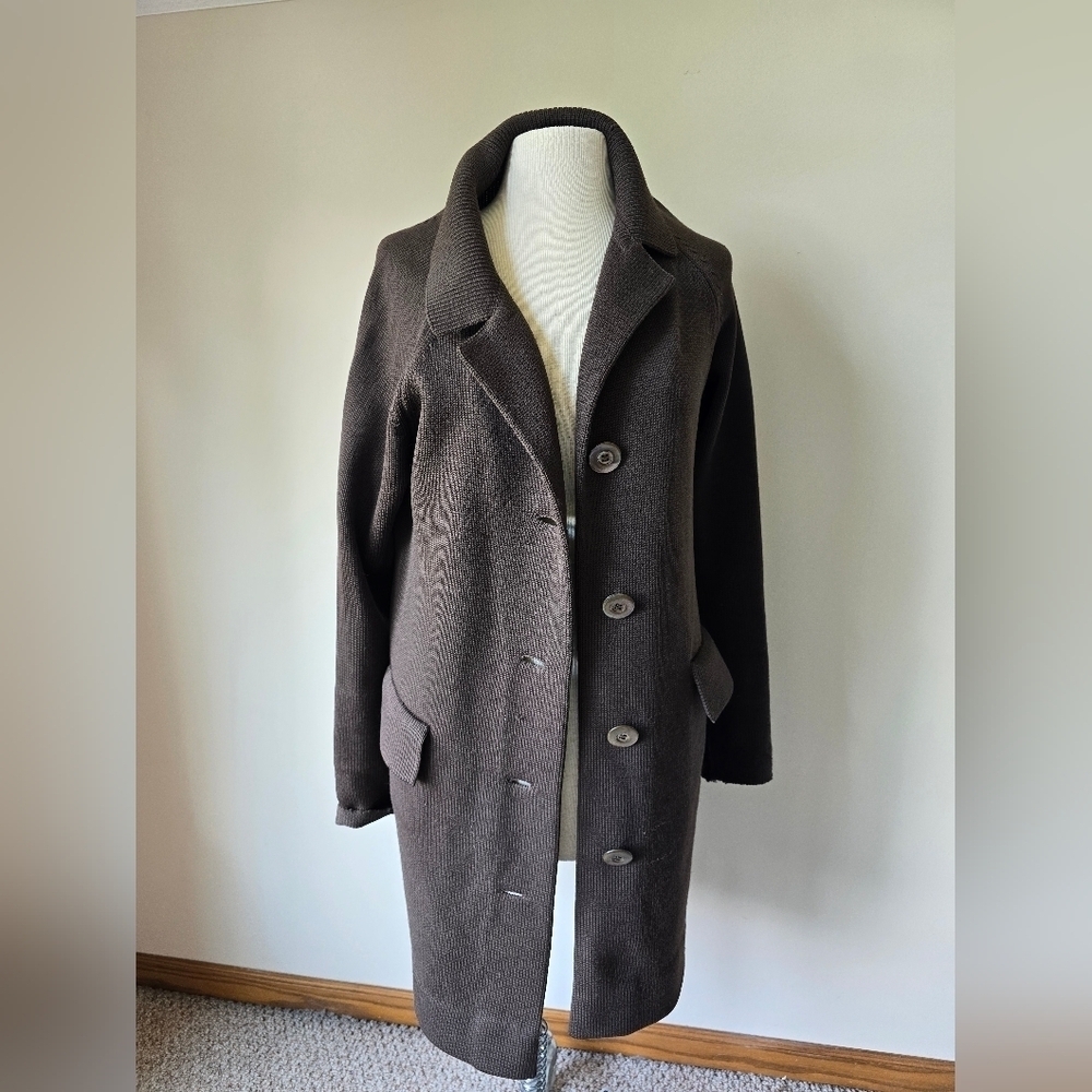 Vintage Saks Fifth Avenue Brown 100% Virgin Merino Wool Cardigan  Womens Sz 10.